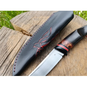 ЧЕРВОНО-ЧОРНИЙ ніж ручної роботи майстра студії GARAGE ART, сталь ® N690™, 60 HRC. Photo 3